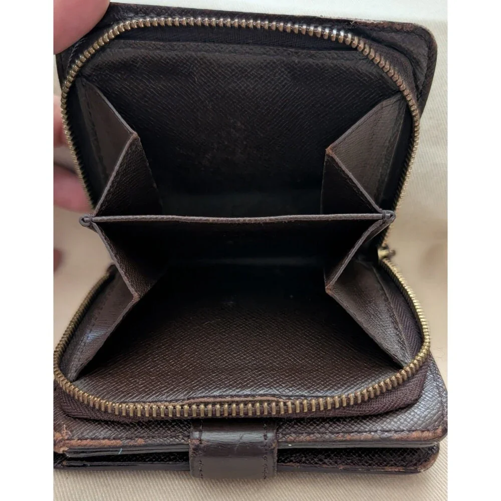 LOUIS VUITTON Wallet Compact Zip Damier Ebene Brown CA0065